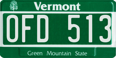 VT license plate OFD513