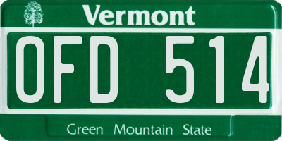 VT license plate OFD514