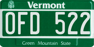 VT license plate OFD522