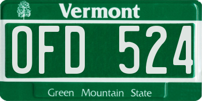 VT license plate OFD524