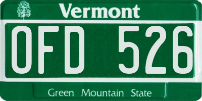 VT license plate OFD526