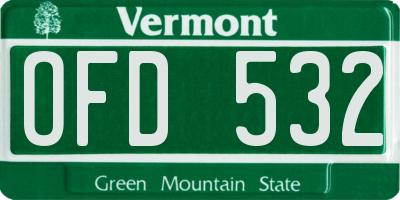 VT license plate OFD532
