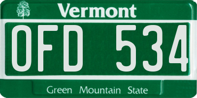 VT license plate OFD534