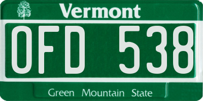 VT license plate OFD538