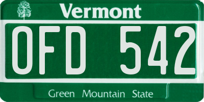 VT license plate OFD542