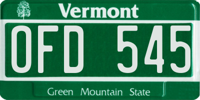 VT license plate OFD545