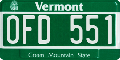 VT license plate OFD551