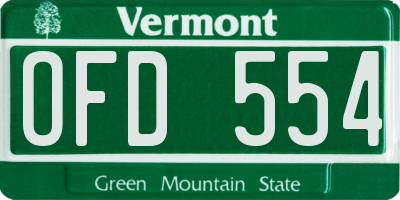 VT license plate OFD554