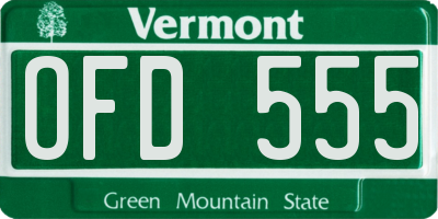 VT license plate OFD555