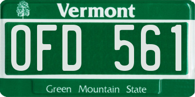 VT license plate OFD561