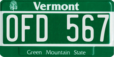 VT license plate OFD567