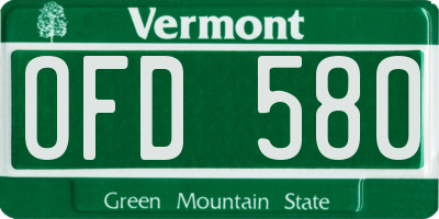 VT license plate OFD580