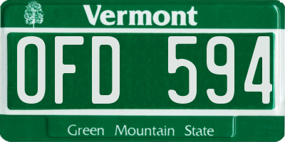 VT license plate OFD594