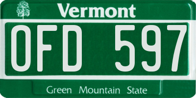 VT license plate OFD597