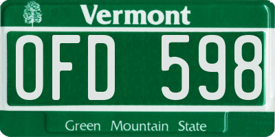 VT license plate OFD598