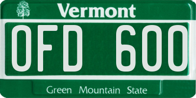 VT license plate OFD600