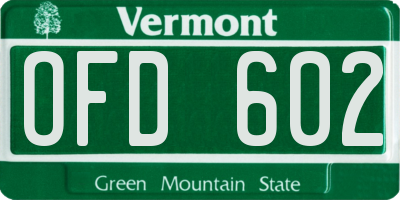 VT license plate OFD602
