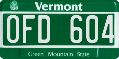 VT license plate OFD604