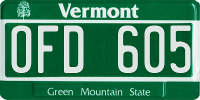VT license plate OFD605