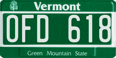 VT license plate OFD618