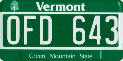 VT license plate OFD643