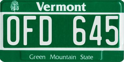 VT license plate OFD645