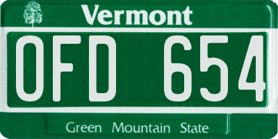 VT license plate OFD654