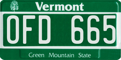 VT license plate OFD665