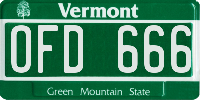 VT license plate OFD666