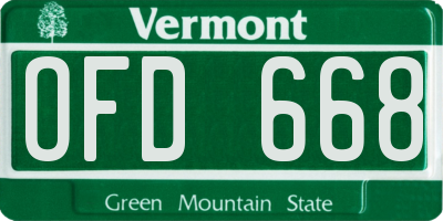 VT license plate OFD668