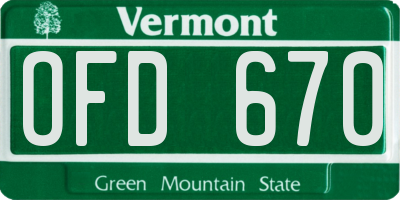 VT license plate OFD670