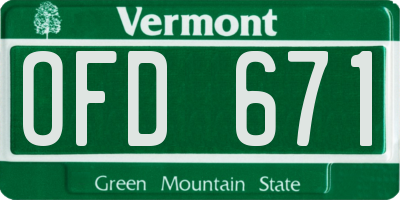 VT license plate OFD671