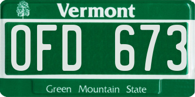 VT license plate OFD673