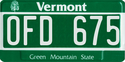 VT license plate OFD675