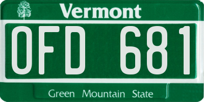 VT license plate OFD681