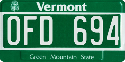 VT license plate OFD694