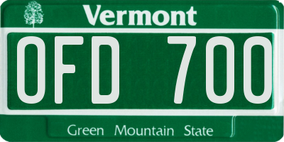 VT license plate OFD700