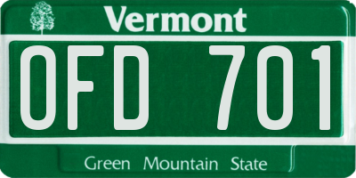 VT license plate OFD701