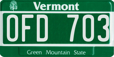 VT license plate OFD703