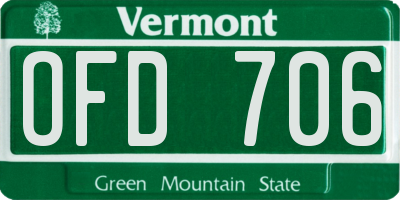VT license plate OFD706