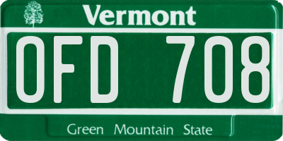 VT license plate OFD708