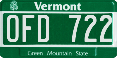 VT license plate OFD722