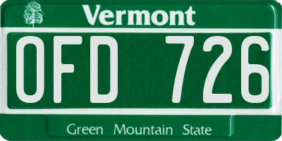 VT license plate OFD726