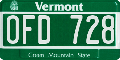 VT license plate OFD728