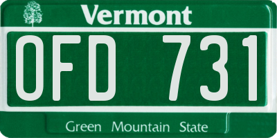 VT license plate OFD731
