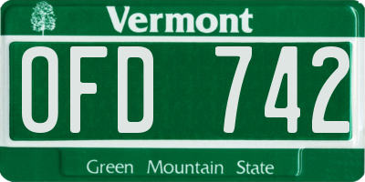 VT license plate OFD742