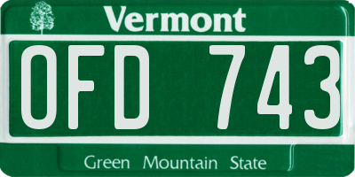 VT license plate OFD743