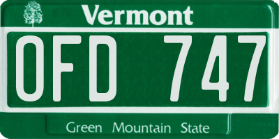 VT license plate OFD747