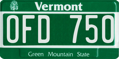 VT license plate OFD750