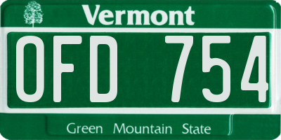 VT license plate OFD754